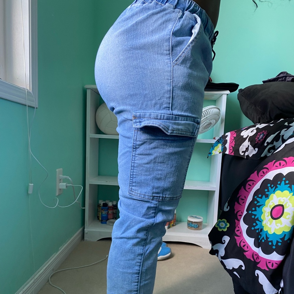 Denim cargo pants